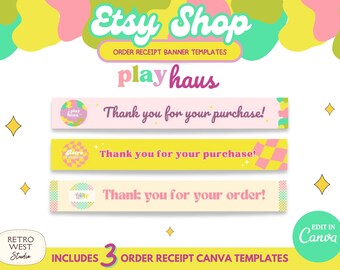 Play Haus Colorful Order Receipt Etsy Banner Template, Etsy Shop Canva Template, Etsy Sellers Store Bright Fun Branding Kit Shop Design RPH1