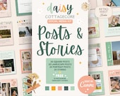 Daisy Cottagecore Instagram Post Templates, IG Story Template Canva, Aesthetic Stories For Business, Floral Social Media Templates DC01