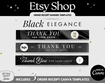 Black Elegance Etsy Order Receipt Template Luxury Etsy Shop Canva Template Etsy Sellers Store Minimalist Branding Design Classy Template BE1