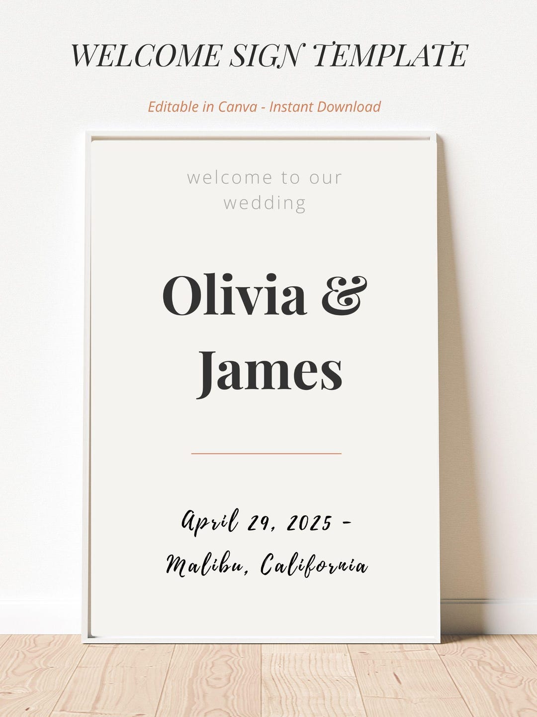 Editable Wedding Welcome Sign Template – Modern Ceremony Decor (canva ...
