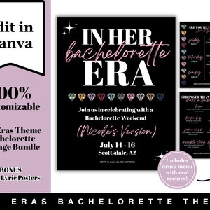 The Eras Swiftie Theme | Bachelorette Party Sign Bundle | Bachelorette Invitation | Taylor Bachelorette | Taylor Swiftie Bachelorette evite