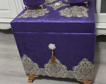 Personalized Velvet Jewelry Box: Luxury Purple Pearl Floral Keepsake