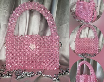 Beaded bag,Bag of acrylic beads, PINK bag, Holiday bag,Fashion bag,Barbie Bag, Barbie,Clutch,Trend,CROSSBODY, Mini bag, Date bag, Luxury bag