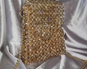 CRYSTAL BEADED BAG women handbag gold bag elegant bag evening bag crystal clutch sparkly handbag shiny clutch luxury purse gift for her