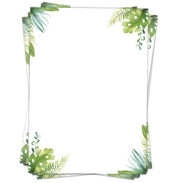 50 Blatt Motivpapier Briefpapier Grün Pflanzen Natur Dschungel Urwald beidseitig bedrucktes Papier auch zum Basteln Bastelpapier Geschenk