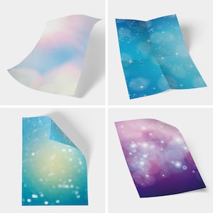 50 Blatt Mix Bastelpapier Motivpapier Papier beidseitig bedruckt für Einladungen, Speisekarten, Briefe, zum basteln, Briefpapier Bunt Kita