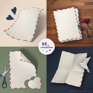 50 Blatt Motivpapier Briefpapier Airmail beige Alt Retro Design beidseitig bedrucktes Papier
