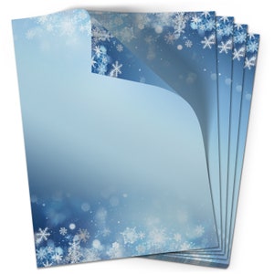 50 Blatt Motivpapier Briefpapier blau Weihnachten Schneeflocken Christmas Design beidseitig bedrucktes Papier basteln Einladung Din A4 90g