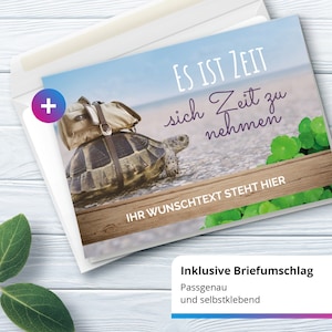 XXL Abschiedskarte PERSONALISIERT (A4) - Schildkröte Witzig mit Wunschtext - große Klappkarte für Kollegen mit Umschlag zur Rente Ruhestand
