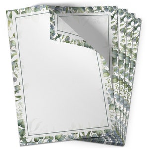 50 Blatt Motivpapier Briefpapier Eukalyptus Look Design beidseitig bedrucktes Papier für basteln Einladung Din A4 90g