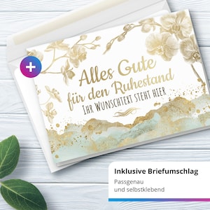 XXL Abschiedskarte PERSONALISIERT (A4) - Edler Gold-Look mit Wunschtext - große Klappkarte für Kollegen mit Umschlag zur Rente Ruhestand