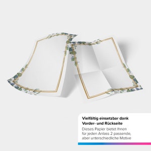50 Blatt Motivpapier Briefpapier Eukalyptus Look Design beidseitig bedrucktes Papier für basteln Einladung Din A4 90g
