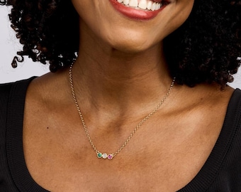 Circle Shaped Mothers Birthstone Necklace