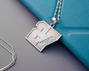 Claddagh Your Lucky Number & Name Personalized Sports Jersey Pendant In Sterling Silver - View #8