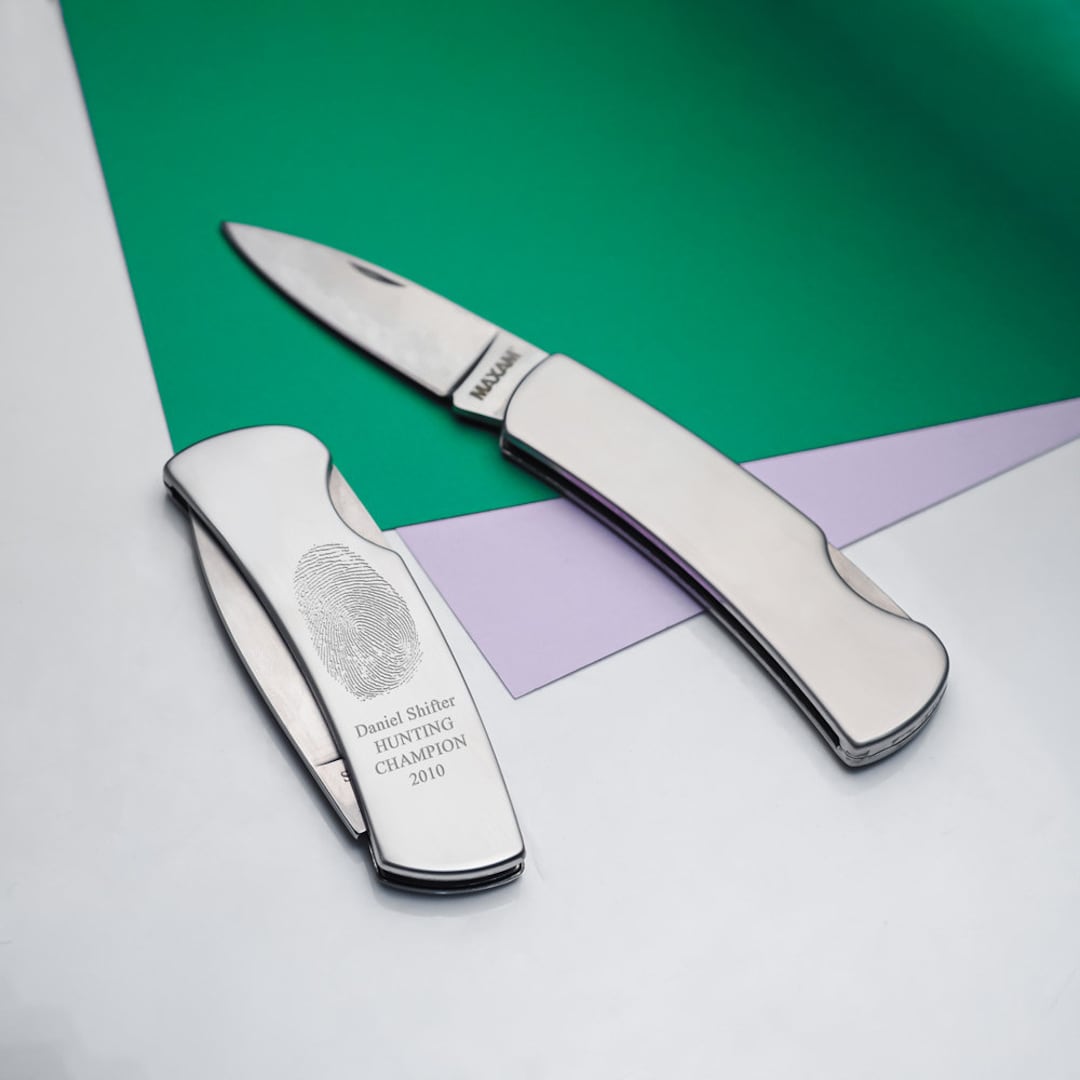 Fingerprint Engraved Knife Personalized Fingerprint Knife Gift for Men