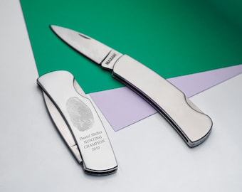 Fingerprint Engraved Knife - Personalized Fingerprint Knife Gift for Men