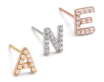 Initial Earrings, Personalized CZ Initial Earrings With Any Initials