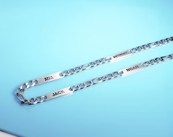 Mens Necklace - Mens ID Necklace - Personalized Name ID Necklace Chain for Men