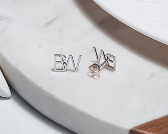 Initial Earrings - Initial Letter Earrings - Pair of Initial Earrings In Gold, Silver, Rose Gold & White Gold