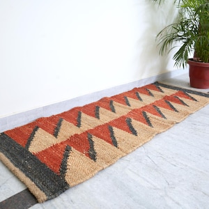 Custom Size Handmade Beige Hemp Jute Rug With Red Design Hamp Jute  Runner, Tufted Hemp Area Rug, Hemp For Stair Decor, Large Jute Area Rug