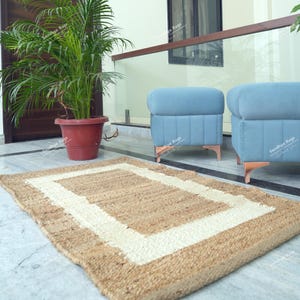 Handwoven Hemp Stair Runner: Boho Jute Rug, Custom Size