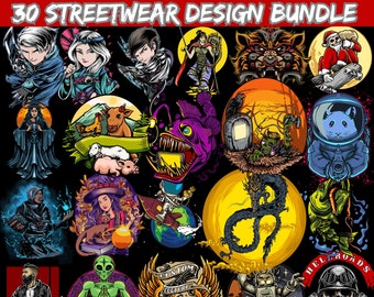30 T-Shirt Designs Bundle | Teddy Bear Design | Instant Download | T-Shirt Print Design | Unique Designs | Bear Streetwear Design