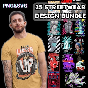 25 Streetwear Design | Rock Bands T-Shirts | T-Shirt Design | Urban T-Shirts | Retro Design | Silhouette Cut Files | Motivation Svg
