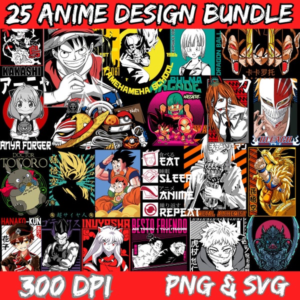 25 Png Hd | Ready For Dtf | Anime Dtf Transfer | Anime Clipart | Anime Bundle Svg Digital Download | 1000 Mega Anime Design Bundle