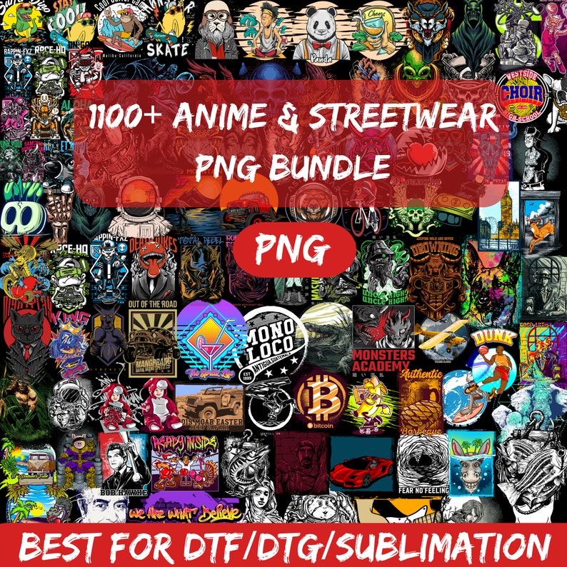 1100+ Anime Streetwear T-Shirt Designs | PNG SVG Bundle (Commercial Use) image 2