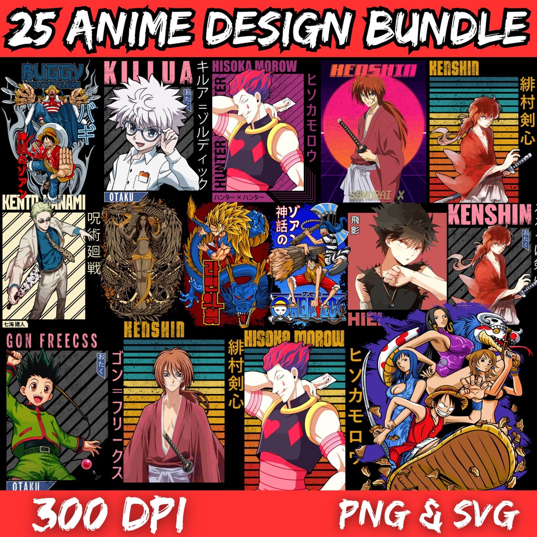 25 Sublimation Printing Anime Bundle Svg Digital Download Ready for Dtf