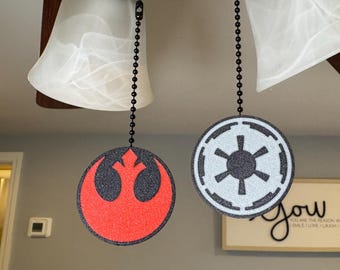 Star Wars Ceiling Fan Pull | Empire Bedroom | Rebel alliance Home Decor | (Sold as a set of two)