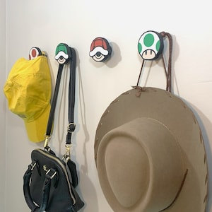 MARIO Wall Hooks | Floating Hook | Game room decor | Organizer Hat Rack Wall Hanger