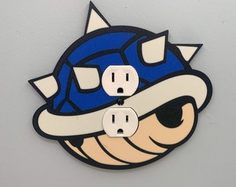 Cache prise SHELL SPINY SPIKED pour Mari Kart | Assiette murale pour chambre Super Mario - Décoration de jeu vidéo Nintendo, idée pour chambre d'enfants, cadeau pour salle de jeux