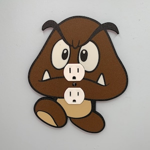 GOOMBA outlet Cover | Super Mario Room Wall Plate - nintendo video game decor kids bedroom idea game room gift