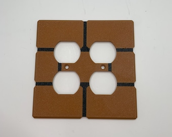 Brick Block double outlet Cover | Super Mario Room Wall Plate - nintendo video game decor kids bedroom idea game room gift
