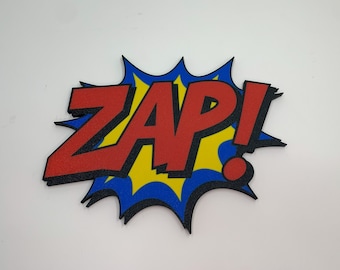 ZAP! Comic Action word Wall art | Room Decor | Comic room Decorations | Birthday Gift Him Her