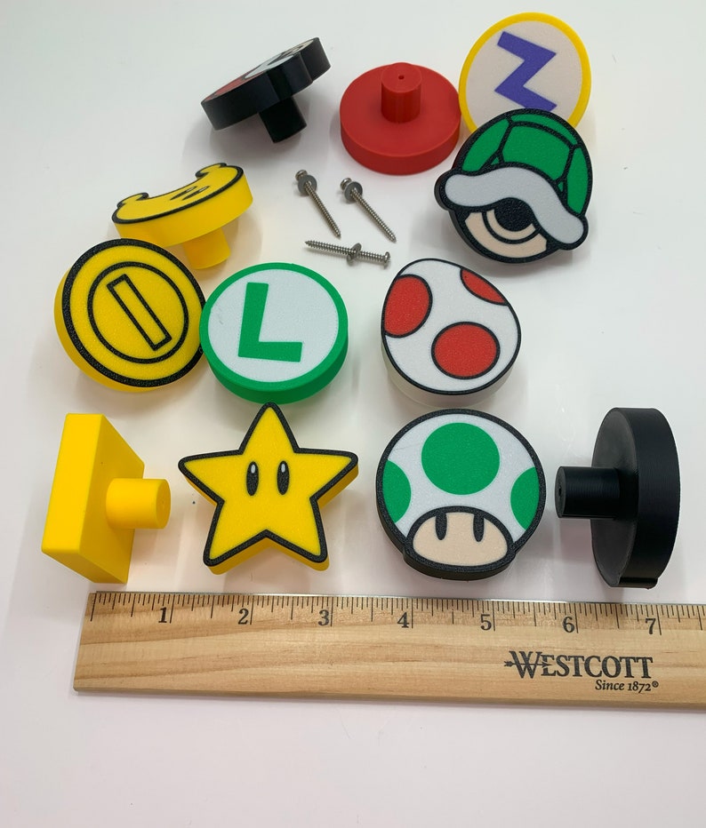 NEW OPTIONS MARIO themed Drawer Knobs/Handles for Nurseries, Kid's Rooms, Cabinets, and Dressers Screws and washers Included image 4