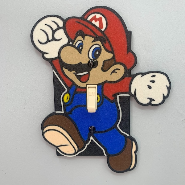 MARIO Light switch cover plate | Super Mario Room Wall Plate - Nintendo video game decor kids bedroom idea game room gift