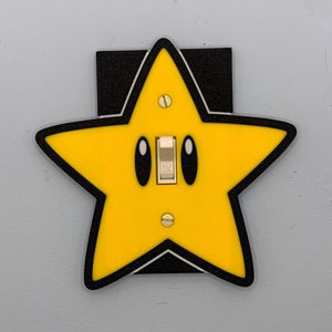 Super Star. Mario Bros. Light Switch Cover Plate-Rocker Nintendo video game decor