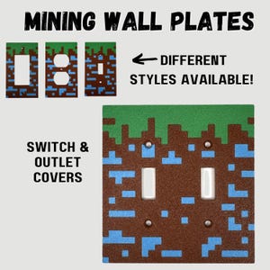 Mining Outlet Light Switch Covers | Mining Drawer Knobs Video Game Kids Room Sign Mine Sign Stocking Stuffer