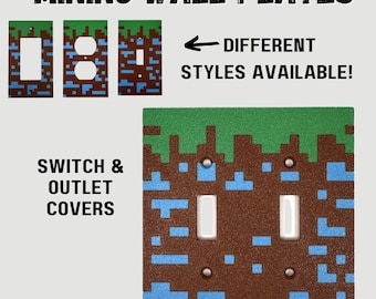 Mining Outlet Light Switch Covers | Mining Drawer Knobs Video Game Kids Room Sign Mine Sign Stocking Stuffer
