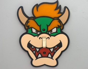BOWSER FACE Cache pour interrupteur | Plaque murale pour chambre Super Mario| Toggle-Rocker - Décoration de jeu vidéo Nintendo, idée de chambre d'enfants, salle de jeux