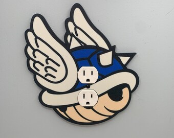 Cache prise électrique Mari Kart | Assiette murale pour chambre Super Mario - Décoration de jeu vidéo Nintendo, idée de chambre d'enfants, cadeau pour salle de jeux épineux