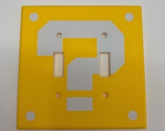 Question Block Double Light Switch Cover | Super Mario Room Wall Plate - nintendo video game decor kids bedroom idea game room gift