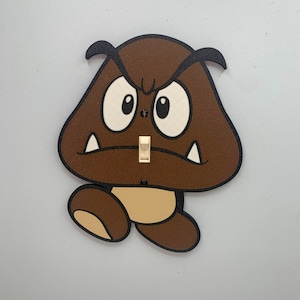GOOMBA Light Switch Cover | Super Mario Room Wall Plate - nintendo video game decor kids bedroom idea game room gift