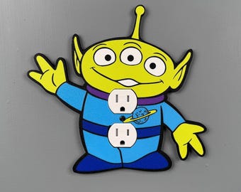 Alien Toy Story Duplex Outlet Cover | Pixar Style Kids Room Decor | Custom Wall Plate | Nurseries | Baby Boy Room | Andy #2