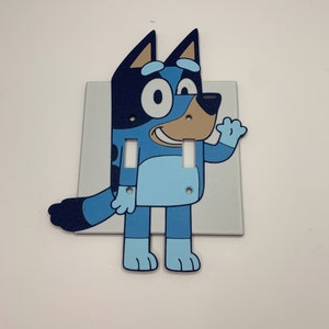 Blue Dog Cartoon Double Toggle Light switch cover- plate fun custom room wall art