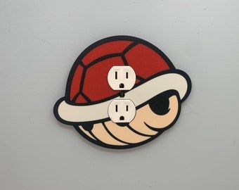 Cache prise SHELL Mari Kart | Assiette murale pour chambre Super Mario - Décoration de jeu vidéo Nintendo, idée pour chambre d'enfants, cadeau pour salle de jeux