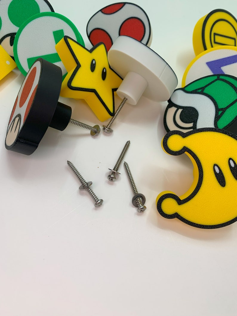 NEW OPTIONS MARIO themed Drawer Knobs/Handles for Nurseries, Kid's Rooms, Cabinets, and Dressers Screws and washers Included image 5
