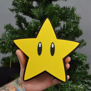 大型スーパーマリオスターツリートッパー - マリオクリスマスデコレーション - クリスマスツリートップ - パワースターツリートッパー - ゲーマーツリートッパー